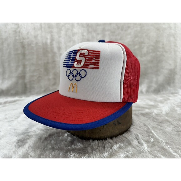 Vtg 1984 USA Olympic McDonalds Rare Issue Employee Mesh Trucker Snapback Cap - Picture 8 of 16